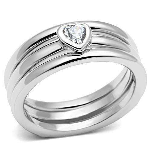 Alamode Rhodium Brass Ring with AAA Grade CZ in Clear - Alamode - Flyclothing LLC