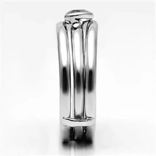 Alamode Rhodium Brass Ring with AAA Grade CZ in Clear - Alamode - Flyclothing LLC