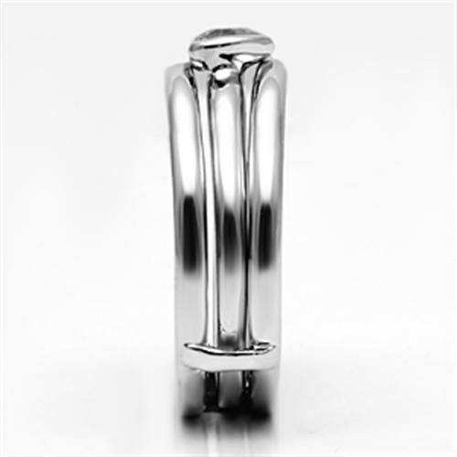 Alamode Rhodium Brass Ring with AAA Grade CZ in Clear - Alamode - Flyclothing LLC