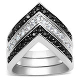 Alamode Rhodium+Hematite Brass Ring with AAA Grade CZ in Jet - Alamode - Flyclothing LLC