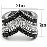 Alamode Rhodium+Hematite Brass Ring with AAA Grade CZ in Jet - Alamode - Flyclothing LLC