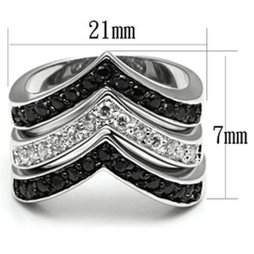Alamode Rhodium+Hematite Brass Ring with AAA Grade CZ in Jet - Alamode - Flyclothing LLC