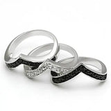 Alamode Rhodium+Hematite Brass Ring with AAA Grade CZ in Jet - Alamode - Flyclothing LLC