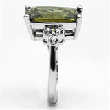Alamode Rhodium Brass Ring with AAA Grade CZ in Olivine color - Alamode - Flyclothing LLC