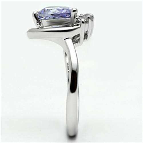 Alamode Rhodium Brass Ring with AAA Grade CZ in Light Amethyst - Alamode - Flyclothing LLC