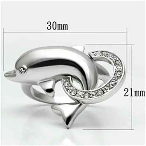 Alamode Rhodium Brass Ring with Top Grade Crystal in Clear - Alamode - Flyclothing LLC