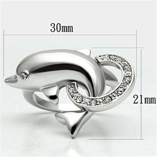 Alamode Rhodium Brass Ring with Top Grade Crystal in Clear - Alamode - Flyclothing LLC