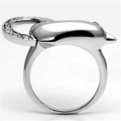 Alamode Rhodium Brass Ring with Top Grade Crystal in Clear - Alamode - Flyclothing LLC