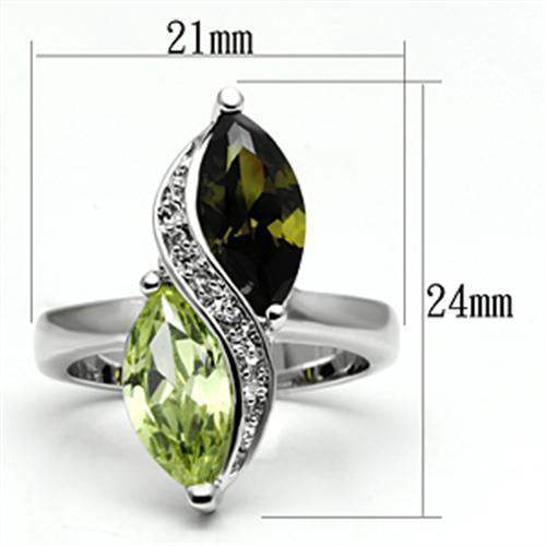 Alamode Rhodium Brass Ring with AAA Grade CZ in Multi Color - Alamode - Flyclothing LLC