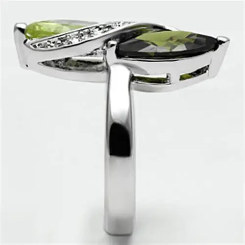 Alamode Rhodium Brass Ring with AAA Grade CZ in Multi Color - Alamode - Flyclothing LLC
