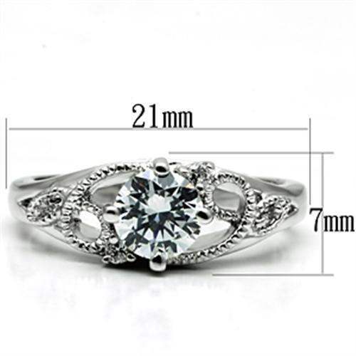 Alamode Rhodium Brass Ring with AAA Grade CZ in Clear - Alamode - Flyclothing LLC