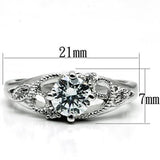 Alamode Rhodium Brass Ring with AAA Grade CZ in Clear - Alamode