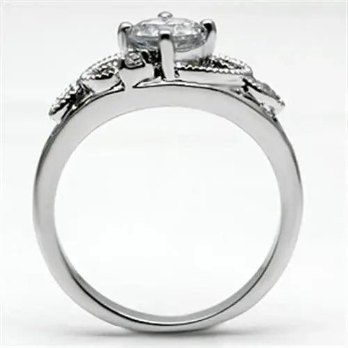 Alamode Rhodium Brass Ring with AAA Grade CZ in Clear - Alamode - Flyclothing LLC