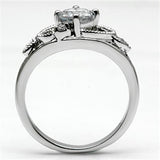 Alamode Rhodium Brass Ring with AAA Grade CZ in Clear - Alamode