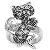Alamode Rhodium Brass Ring with Top Grade Crystal in Clear - Alamode - Flyclothing LLC