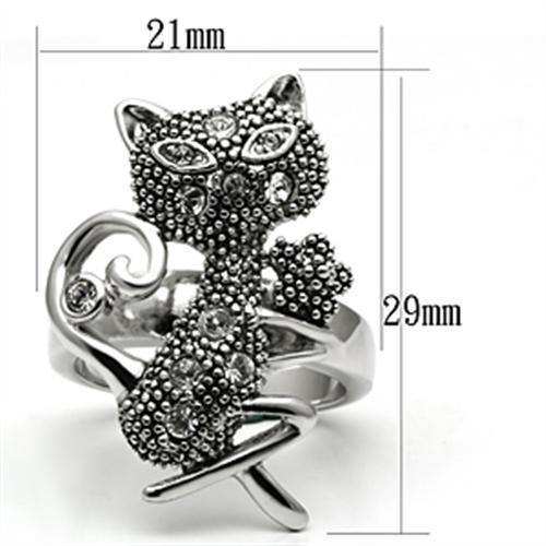 Alamode Rhodium Brass Ring with Top Grade Crystal in Clear - Alamode - Flyclothing LLC
