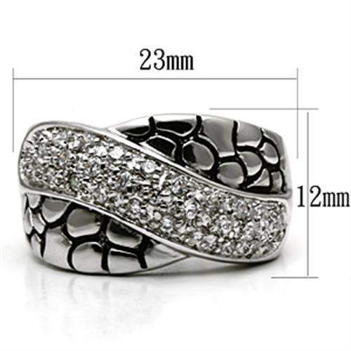 Alamode Rhodium Brass Ring with AAA Grade CZ in Clear - Alamode - Flyclothing LLC