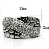 Alamode Rhodium Brass Ring with AAA Grade CZ in Clear - Alamode