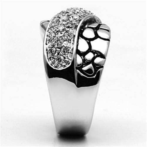 Alamode Rhodium Brass Ring with AAA Grade CZ in Clear - Alamode - Flyclothing LLC