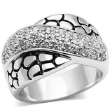 Alamode Rhodium Brass Ring with AAA Grade CZ in Clear - Alamode