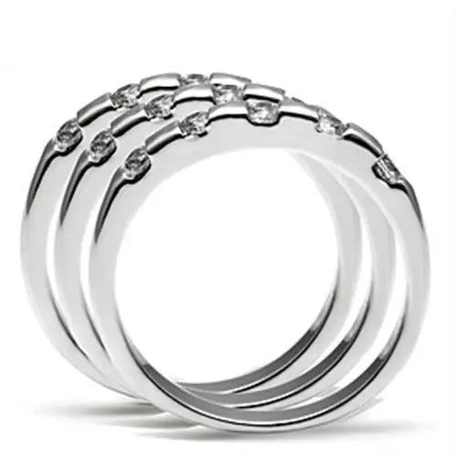 Alamode Rhodium Brass Ring with AAA Grade CZ in Clear - Alamode - Flyclothing LLC