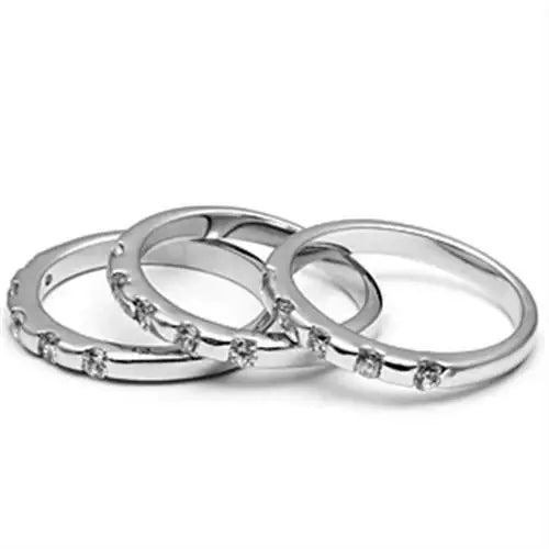 Alamode Rhodium Brass Ring with AAA Grade CZ in Clear - Alamode - Flyclothing LLC