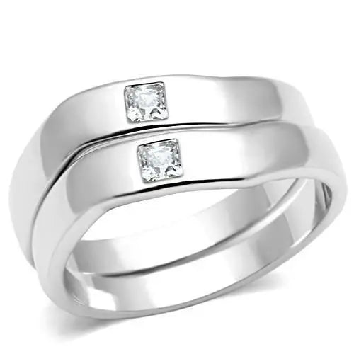 Alamode Rhodium Brass Ring with AAA Grade CZ in Clear - Alamode - Flyclothing LLC