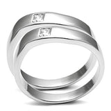 Alamode Rhodium Brass Ring with AAA Grade CZ in Clear - Alamode