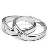 Alamode Rhodium Brass Ring with AAA Grade CZ in Clear - Alamode