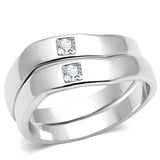 Alamode Rhodium Brass Ring with AAA Grade CZ in Clear - Alamode