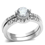 Alamode Rhodium Brass Ring with AAA Grade CZ in Clear - Alamode - Flyclothing LLC
