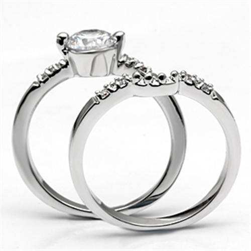 Alamode Rhodium Brass Ring with AAA Grade CZ in Clear - Alamode - Flyclothing LLC