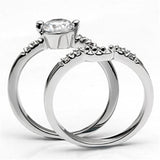 Alamode Rhodium Brass Ring with AAA Grade CZ in Clear - Alamode