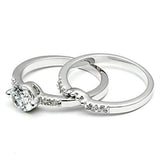 Alamode Rhodium Brass Ring with AAA Grade CZ in Clear - Alamode