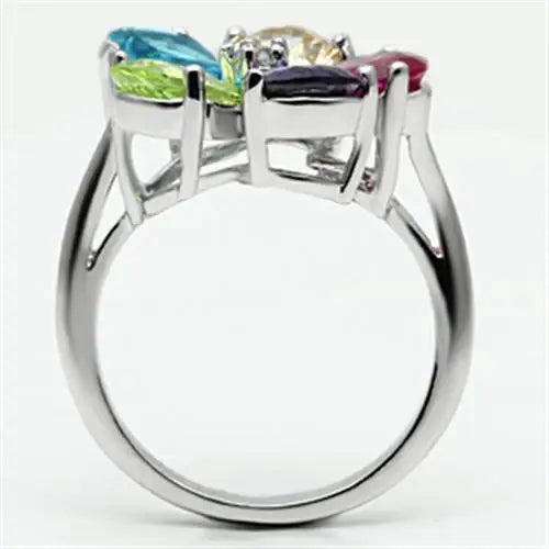 Alamode Rhodium Brass, AAA CZ , Multi Color - Alamode - Flyclothing LLC