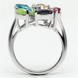 Alamode Rhodium Brass, AAA CZ , Multi Color - Alamode