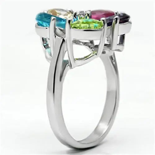 Alamode Rhodium Brass, AAA CZ , Multi Color - Alamode - Flyclothing LLC