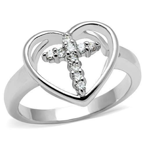 Alamode Rhodium Brass Ring with AAA Grade CZ in Clear - Alamode - Flyclothing LLC