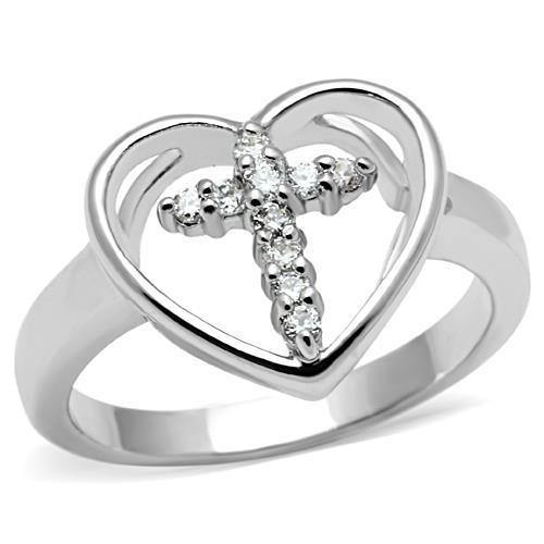 Alamode Rhodium Brass Ring with AAA Grade CZ in Clear - Alamode