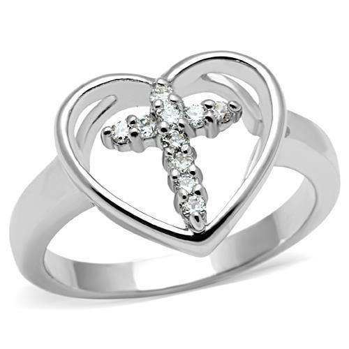 Alamode Rhodium Brass Ring with AAA Grade CZ in Clear - Alamode - Flyclothing LLC