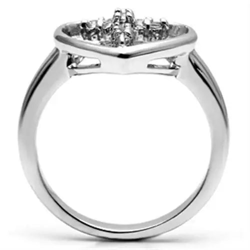 Alamode Rhodium Brass Ring with AAA Grade CZ in Clear - Alamode - Flyclothing LLC