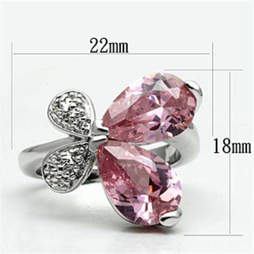 Alamode Rhodium Brass Ring with AAA Grade CZ in Rose - Alamode - Flyclothing LLC