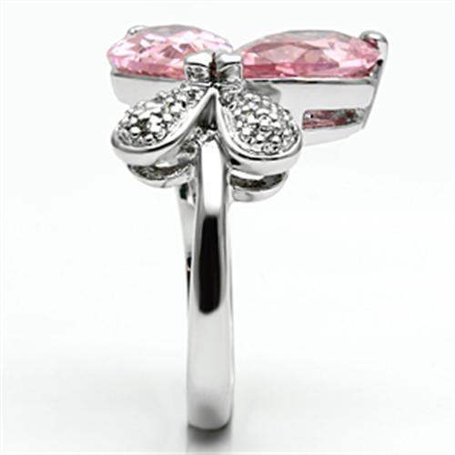 Alamode Rhodium Brass Ring with AAA Grade CZ in Rose - Alamode - Flyclothing LLC