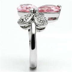 Alamode Rhodium Brass Ring with AAA Grade CZ in Rose - Flyclothing LLC