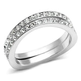 Alamode Rhodium Brass Ring with Top Grade Crystal in Clear - Alamode - Flyclothing LLC