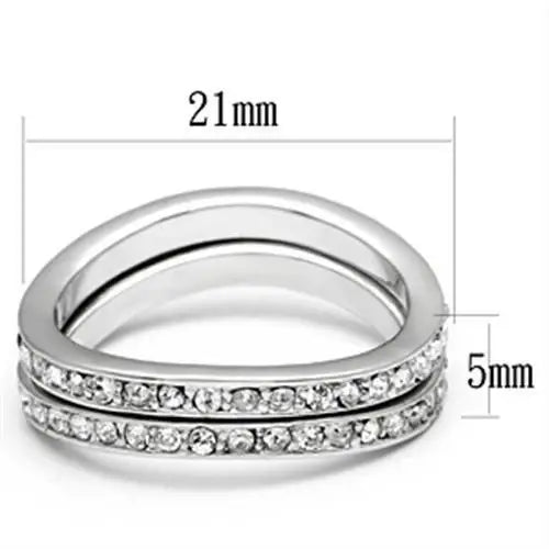 Alamode Rhodium Brass Ring with Top Grade Crystal in Clear - Alamode - Flyclothing LLC