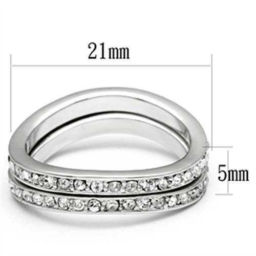 Alamode Rhodium Brass Ring with Top Grade Crystal in Clear - Alamode - Flyclothing LLC