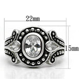 Alamode Rhodium Brass Ring with AAA Grade CZ in Clear - Alamode - Flyclothing LLC