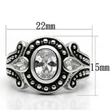 Alamode Rhodium Brass Ring with AAA Grade CZ in Clear - Alamode