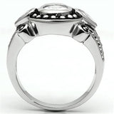 Alamode Rhodium Brass Ring with AAA Grade CZ in Clear - Alamode